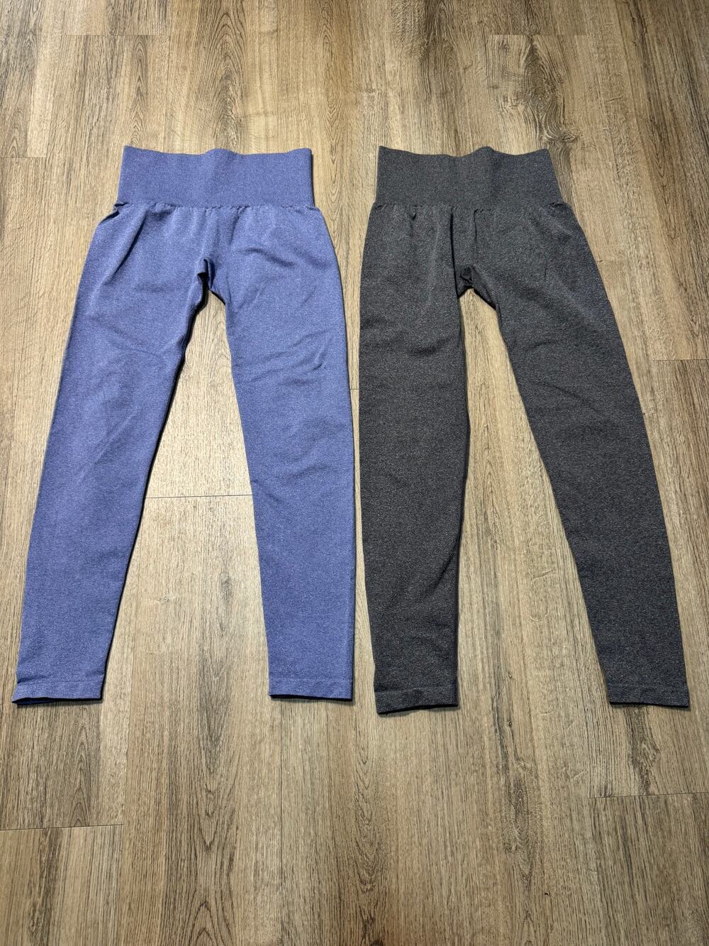 NVGTN Women's Seamless Gray & Blue High-Waist Leggings Bundle
